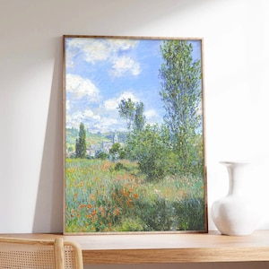 Monet Poster, Ansicht von Vetheuil 1880, Landschaftsposter, Kunstdruck auf Papier in Museumsqualität