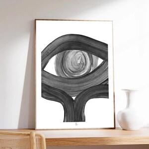Poster minimalista, arte astratta, bianco e nero, L'occhio, Stampa artistica su carta di qualità museale