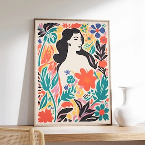 Matisse-Plakat, Silhouette in Blumen, Henri Matisse, Wandplakat, Kunstdruck auf Papier in Museumsqualität