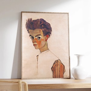 Schiele-Poster, Schiele-Porträt, Egon Schiele, Ausstellungsplakat, Kunstdruck in Museumsqualität auf Papier