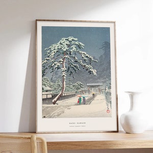 Japanese Print, Hasui Kawase, Japan Poster, Temple under the Snow, Winter Poster, Museum Quality Art Printing on Paper