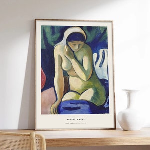 Macke Poster, Junge Frau mit Schal, August Macke Poster, Ausstellungsplakat, Kunstdruck auf Museumsqualitätspapier