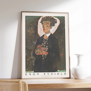 Schiele-Poster, Schiele-Porträt, Egon Schiele, Ausstellungsplakat, Kunstdruck in Museumsqualität auf Papier