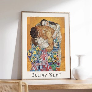 Póster de Gustav Klimt, Abrazo familiar, Klimt, Póster familiar, Póster de exposición, Impresión artística en papel de calidad de museo