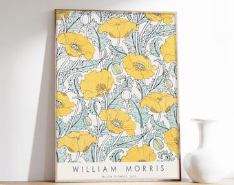 William Morris poster, Yellow Flowers, Art Nouveau, Floral motifs, Exhibition poster, Art print on museum-quality paper