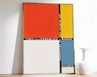 Theo van Doesburg Poster, Neo Plasticism Print, Bauhaus Wall Art, De Stijl Abstract Poster, Geometric Modern Art