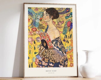 Affiche Gustav Klimt, Lady with fan, Klimt, Art Moderne, Impression d'art sur papier de qualité musée