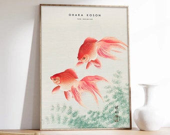 Ohara Koson Goldfish Print | Two Goldfish Wall Art | Japanese Koi & Aquarium Art | Shin Hanga Poster