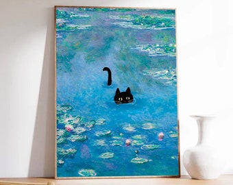 Poster Monet, Chat, Chat nénuphar, Claude Monet, Papier de qualité musée