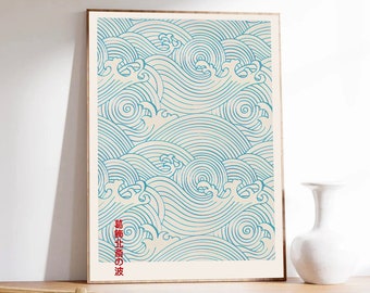 Japanisches Poster, Hokusai, japanische Wellen, asiatische Wandkunst, Papier in Museumsqualität
