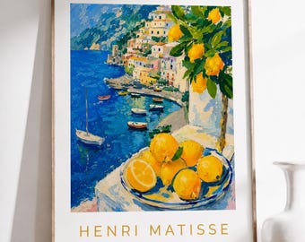 Sorrento Lemon Coast Print, Amalfi Coast Wall Art, Matisse