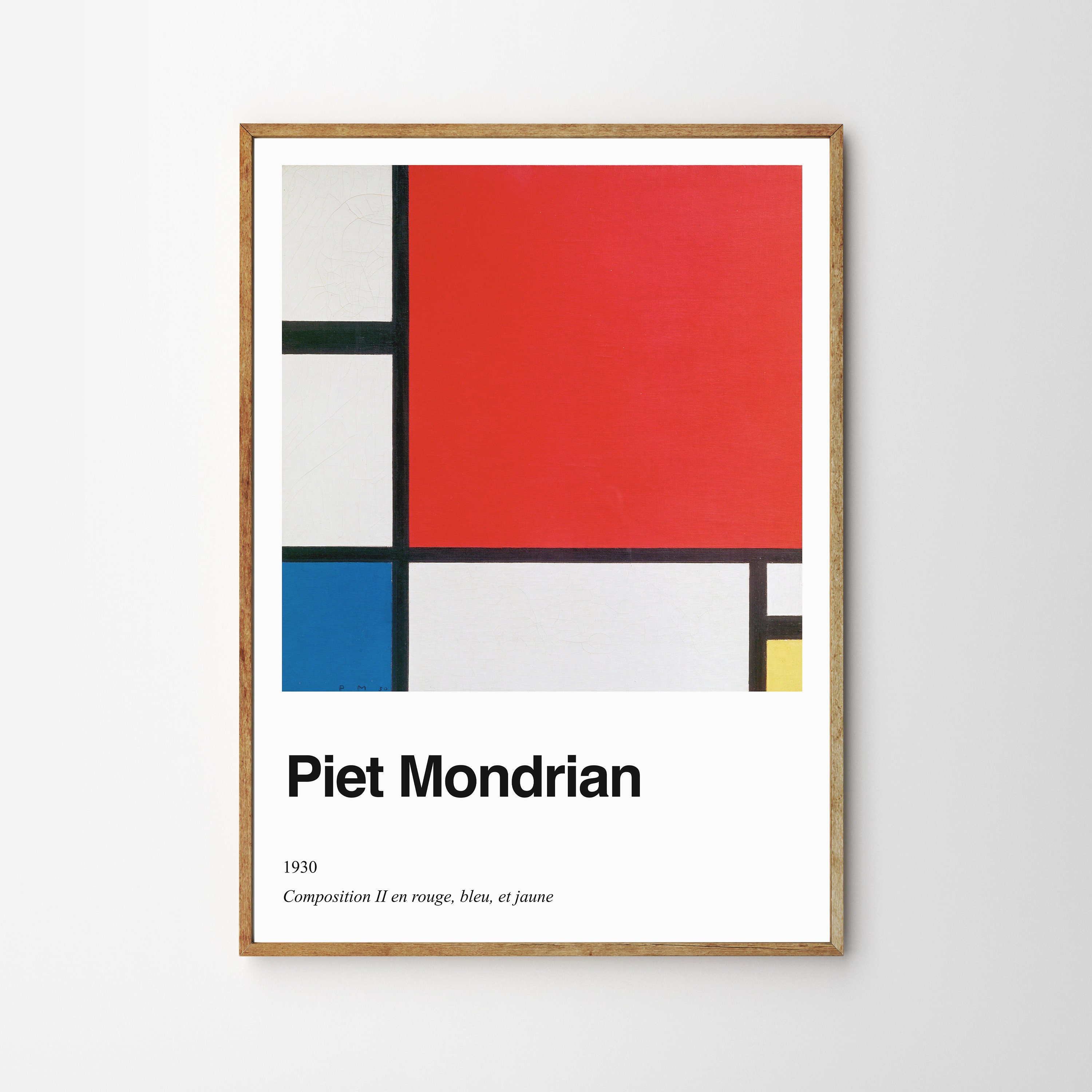 Piet Mondrian, Composition Ii en Rouge, Bleu et Jaune, Affiche d'art sur Papier Premium de 200G