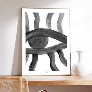 Poster minimalista, arte astratta, bianco e nero, L'occhio, Stampa artistica su carta di qualità museale