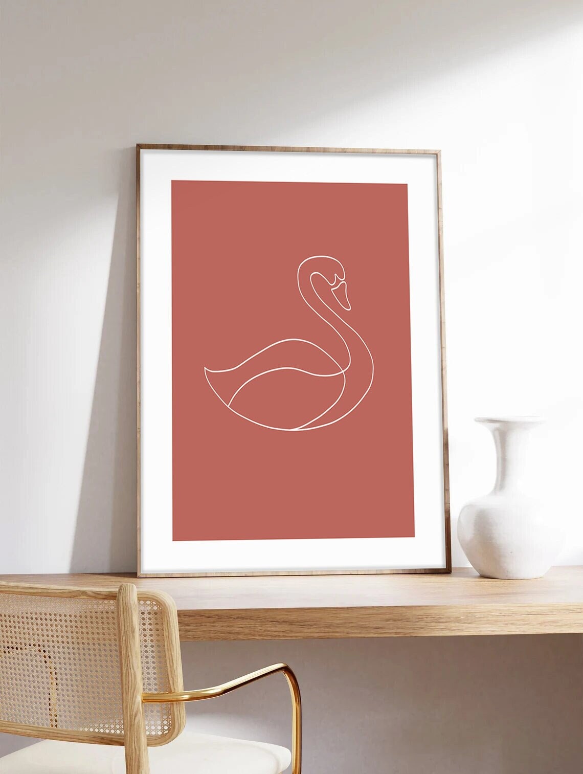 Minimalist Poster, The Swan, One Line Poster, The Swan, Museum Quality Art Printing on Paper