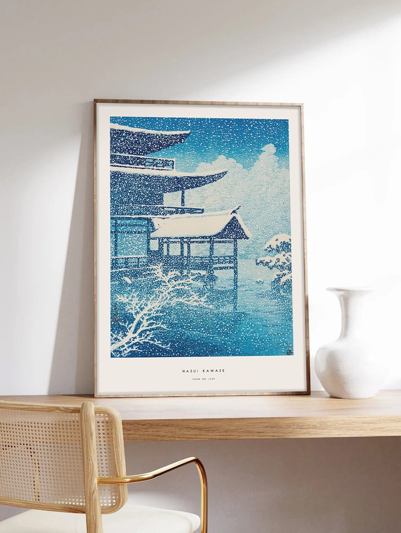 Japanese Print, Hasui Kawase, Japan Poster, Snow on Lake, Kawase Poster, Winter Poster, Museum Quality Art Printing on Paper image 1