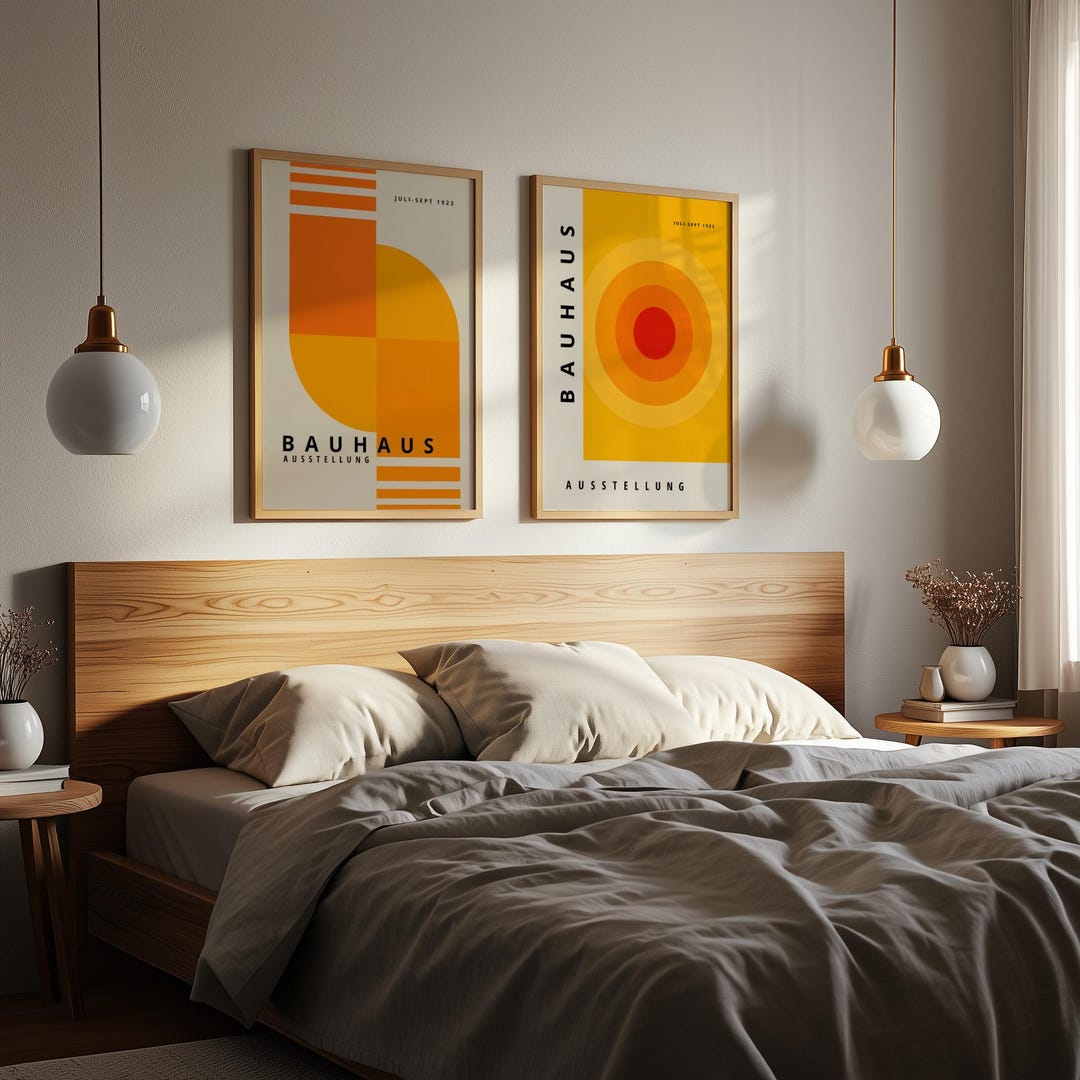 Bauhaus Poster Set, Geometric Wall Art Prints, Mid Century Modern Decor ...