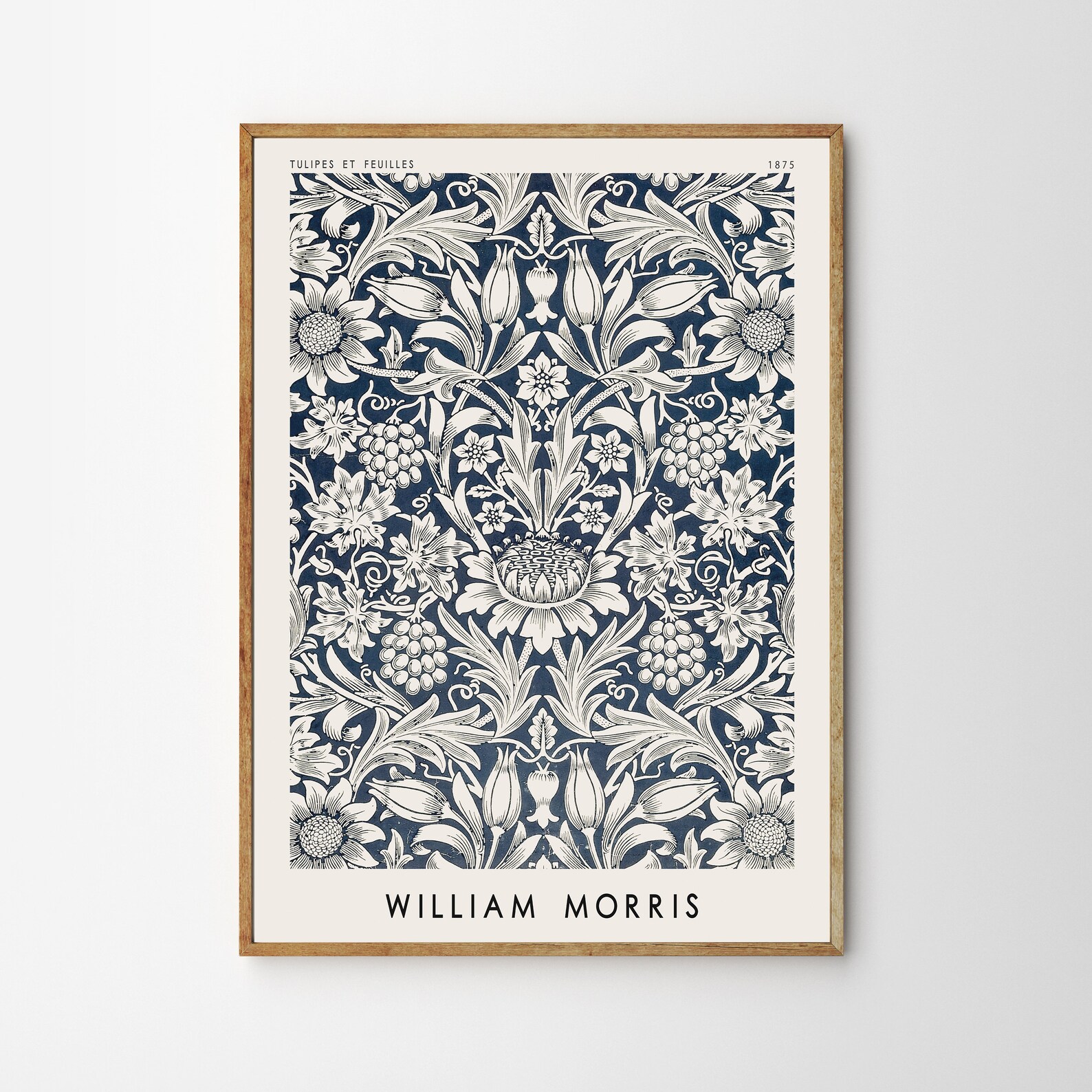 William Morris Tulips and Leaves art poster on premium 200g Etsy