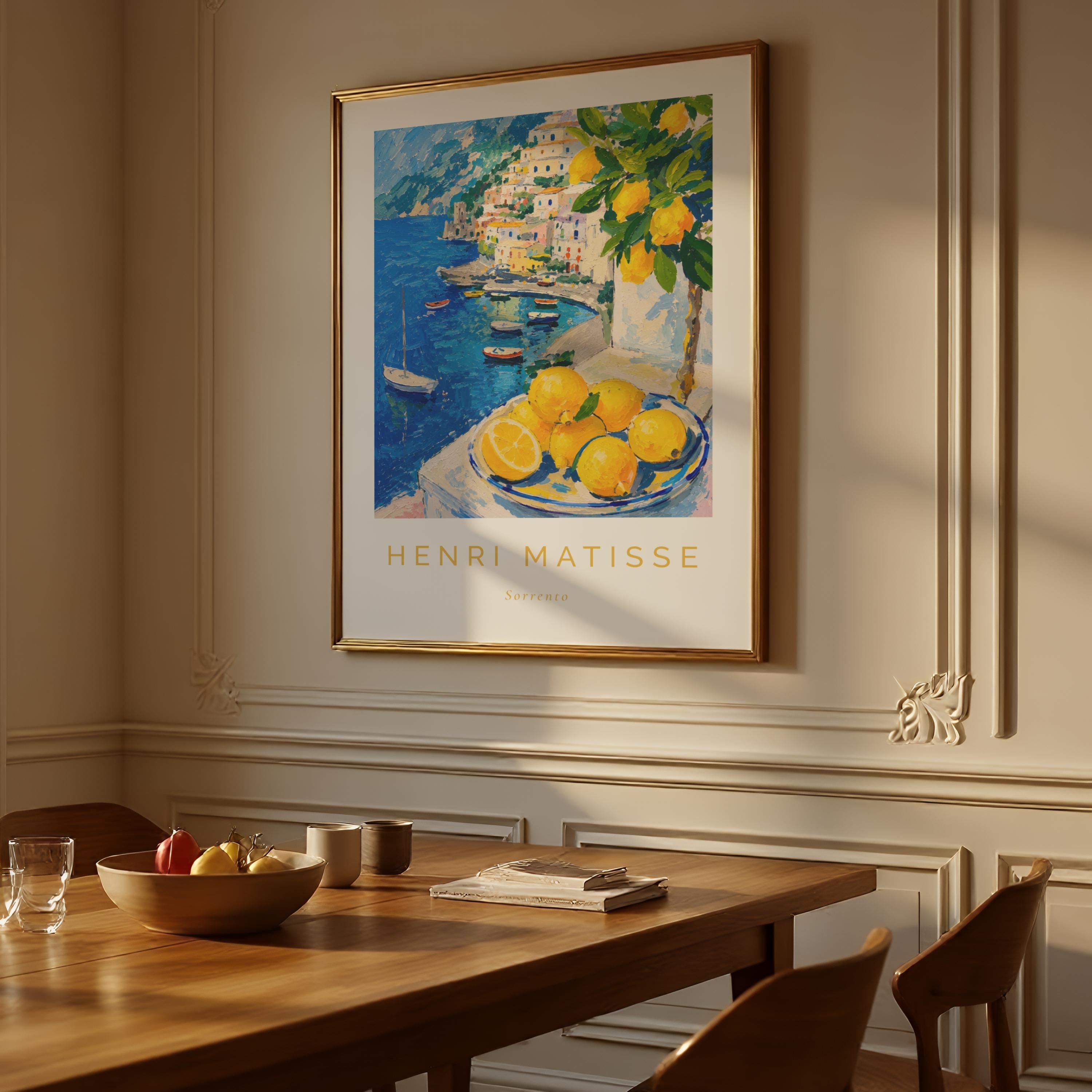 Sorrento Lemon Coast Print, Amalfi Coast Wall Art, Matisse