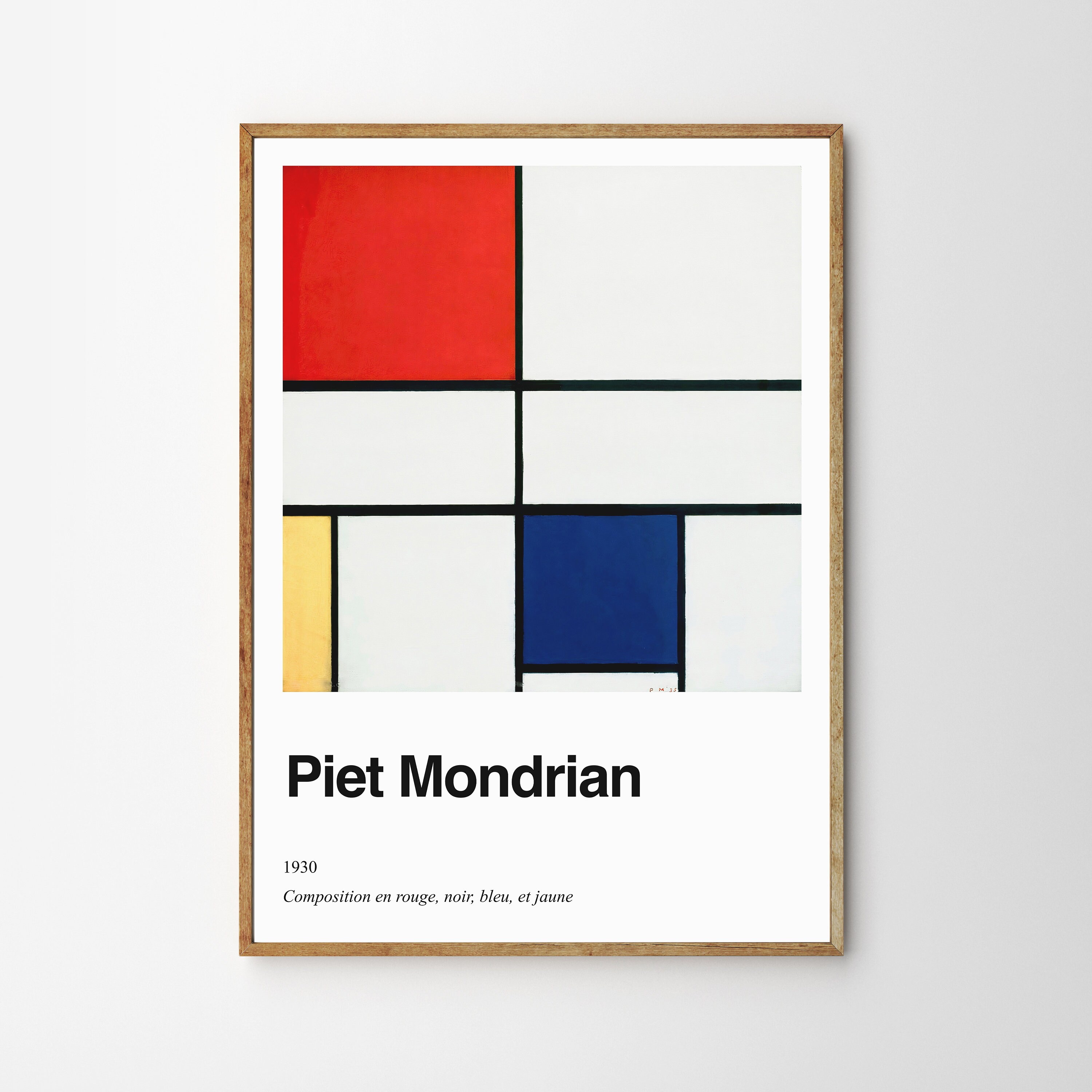 Piet Mondrian, Composition en Rouge, Noir, Bleu et Jaune, Affiche d'art sur Papier Premium de 200G