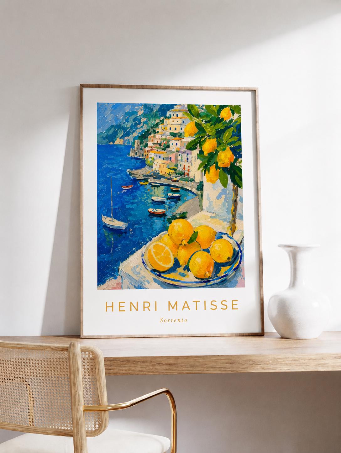 Sorrento Lemon Coast Print, Amalfi Coast Wall Art, Matisse