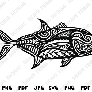 Ulua SVG, Trevally svg, Ulua Fish, Ulua, Tribal svg, Maori svg, Polynesian svg, Hawaii Fishing svg, Hawaiian Fish svg, Tribal Fish svg
