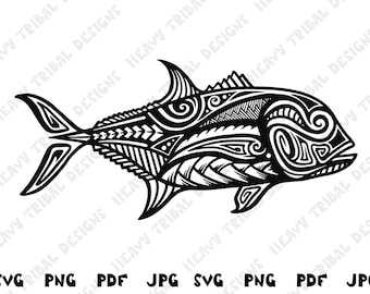 Ulua SVG, Trevally svg, Ulua Fish, Ulua, Tribal svg, Maori svg, Polynesian svg, Hawaii Fishing svg, Hawaiian Fish svg, Tribal Fish svg