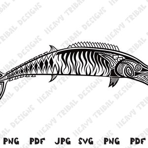 Barracuda SVG, Wahoo SVG, Wahoo Fish, Wahoo fish svg, Tribal svg, Maori svg, Hawaiian Fish svg, Hawaiian svg, Saltwater Fishing svg