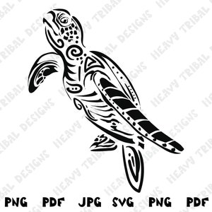 Vue latérale de la tortue de mer tribale, tortue SVG, SVG de tortue de mer, tortue PNG, tortue de mer png, svg hawaïen, svg maori, tortue de mer tribale, svg Hawaï