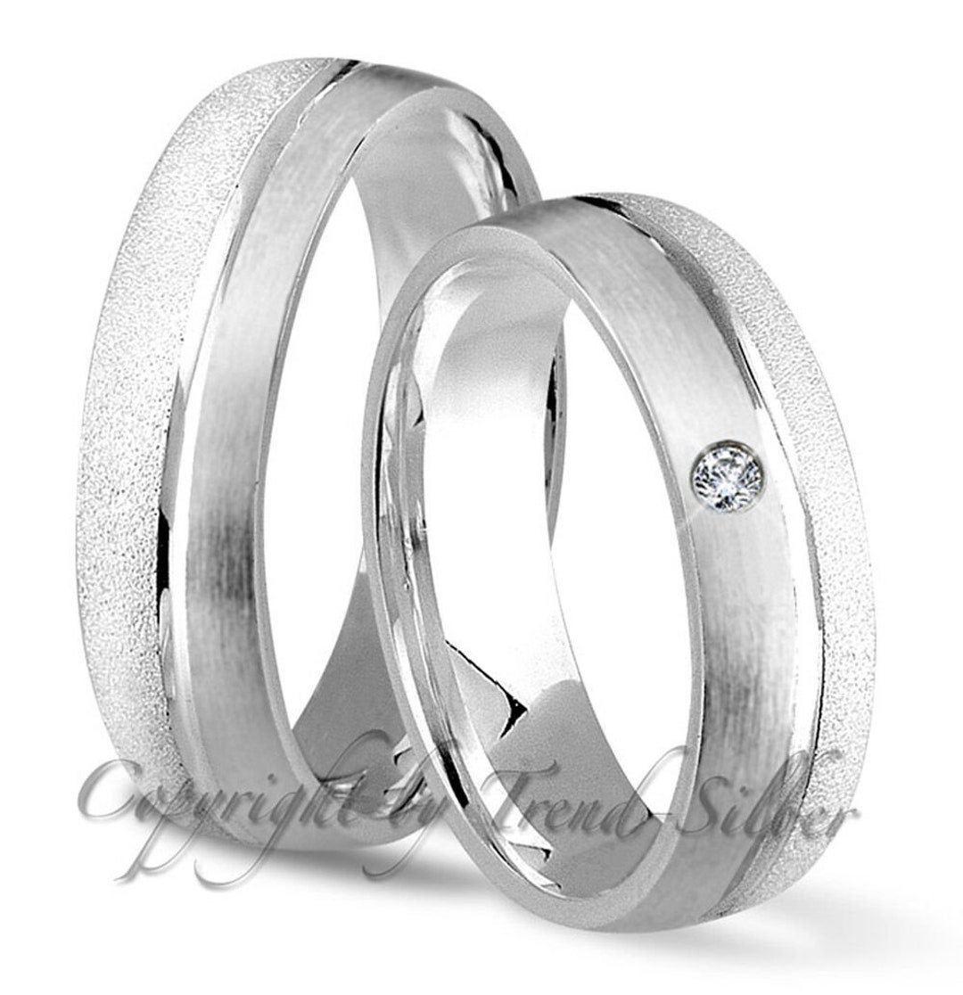 2 Pieces of Wedding Rings in 925 Silver With Stone , GRAVUR