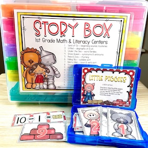 1st Grade Fairy Tales Math & Literacy Task Boxes Learning Centers Activities First Grade