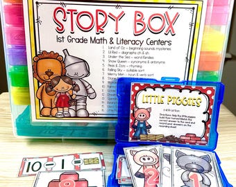 1st Grade Fairy Tales Math & Literacy Task Boxes Learning Centers Activities First Grade