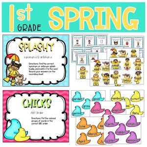 1st Grade Math Literacy Centers for Spring Task Boxes Activities Easter ...