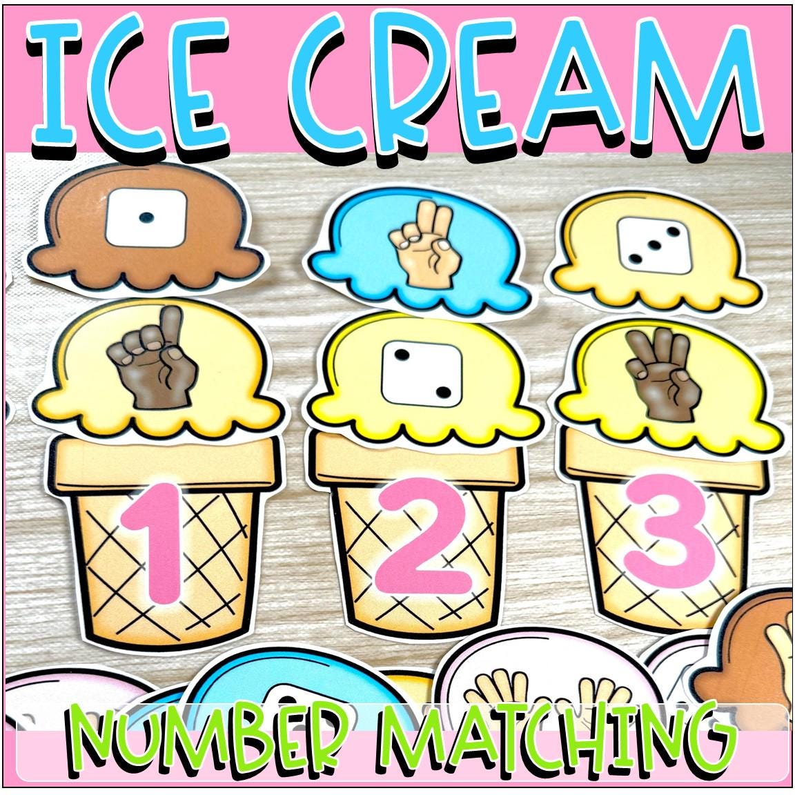 Printable Ice Cream Number Subitizing Counting Numbers Matching Cones ...