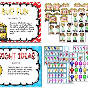 Kindergarten Math Literacy ELA Task Boxes 16 Centers Back to School ...
