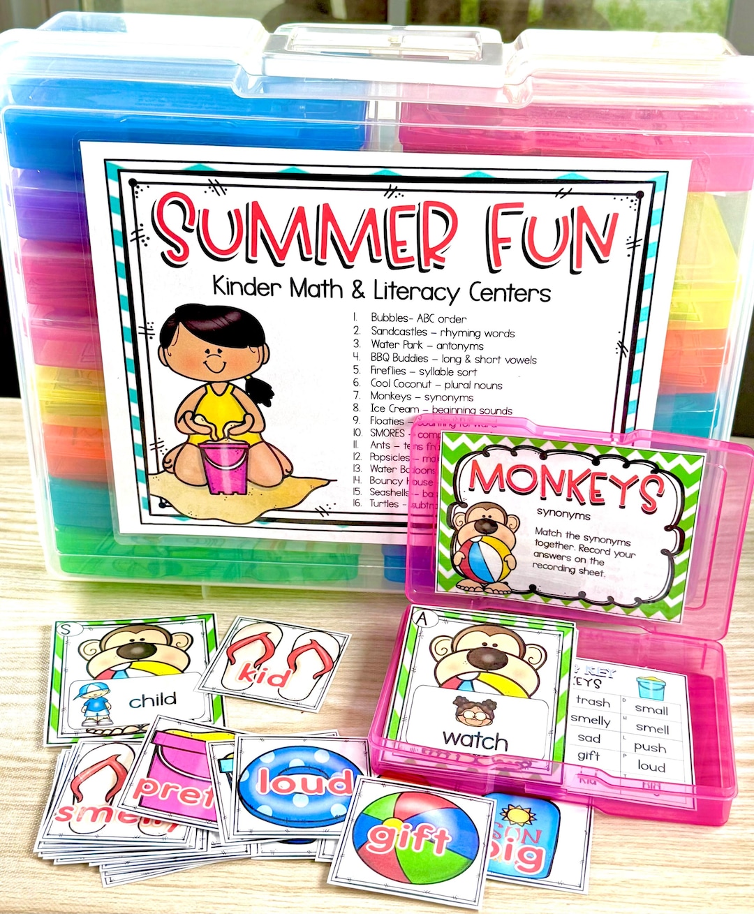 Kindergarten Summer Themed Learning Centers Activity Box Math and ...