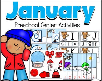Preschool Printable Winter Themed Learning Activities Games and Centers (Digital Download)