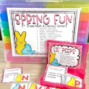 3rd Grade Spring Math & Literacy Task Box Centers Learning Activities