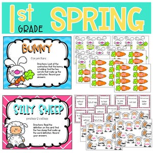 1st Grade Math Literacy Centers for Spring Task Boxes Activities Easter ...