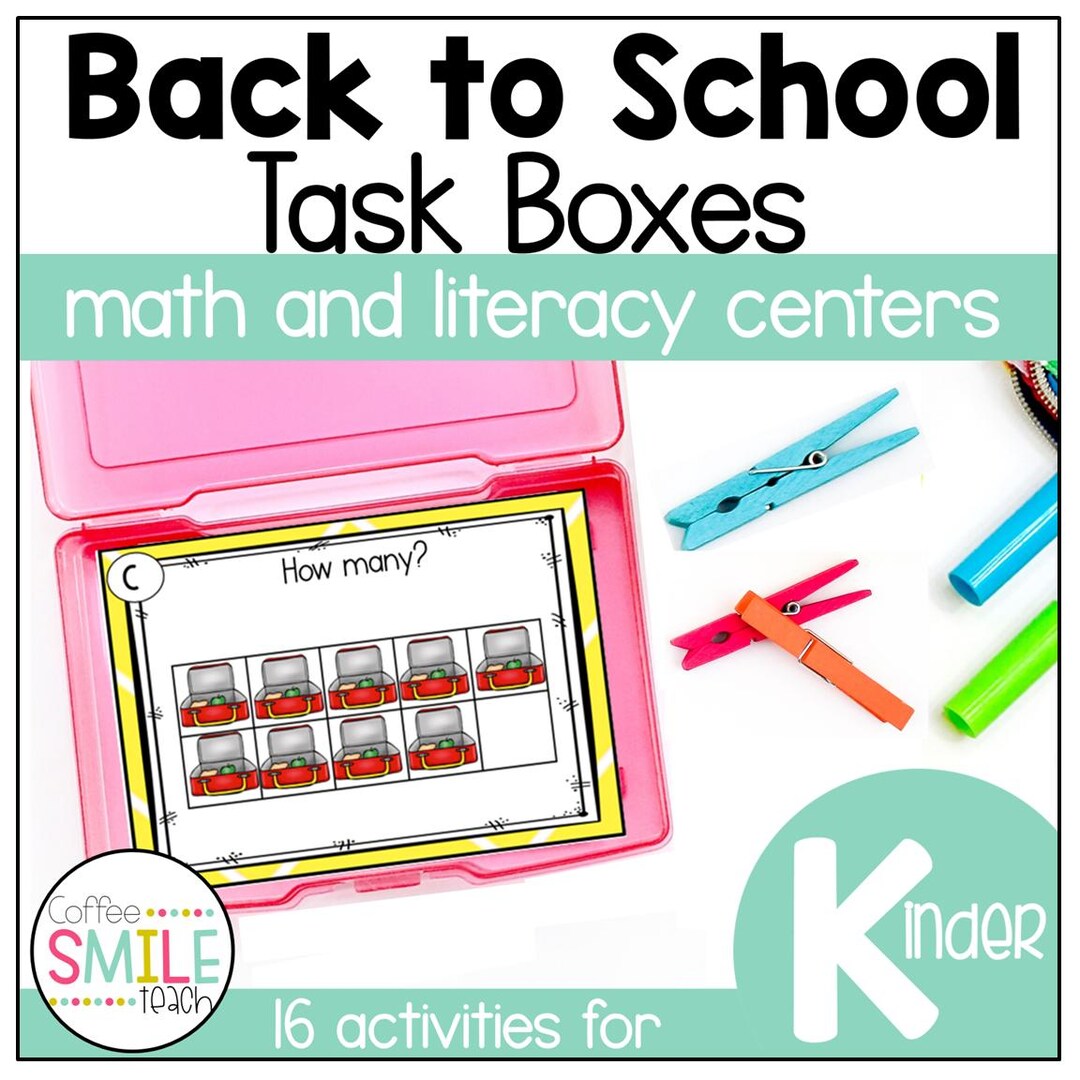 Digital File Kindergarten Back to School Themed Math & Literacy Task ...