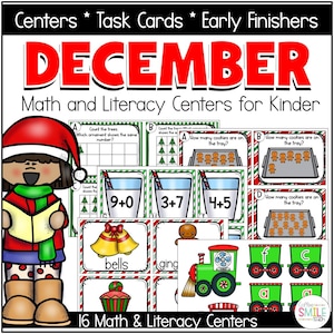 幼稚園のクリスマス算数と読み書きの課題ボックスセンター 12月の学習活動