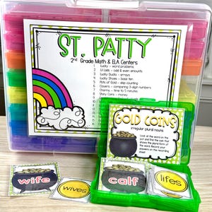 2nd Grade St. Patrick's Day Themed Math & Literacy Task Boxes Centers Classroom Activities