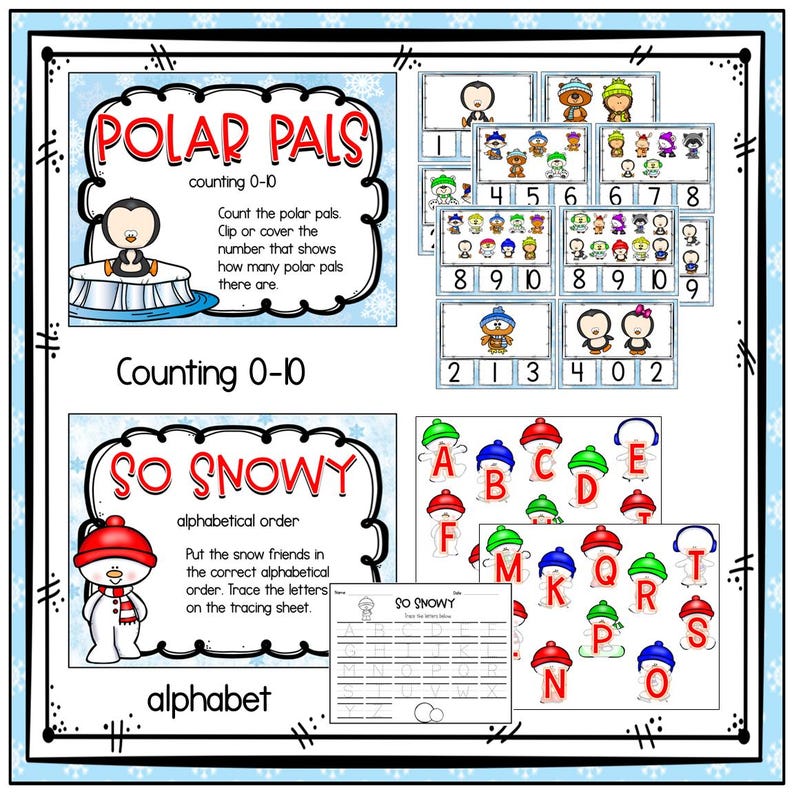 Prek Preschool Winter Themed Task Box Centers January Hands on ...