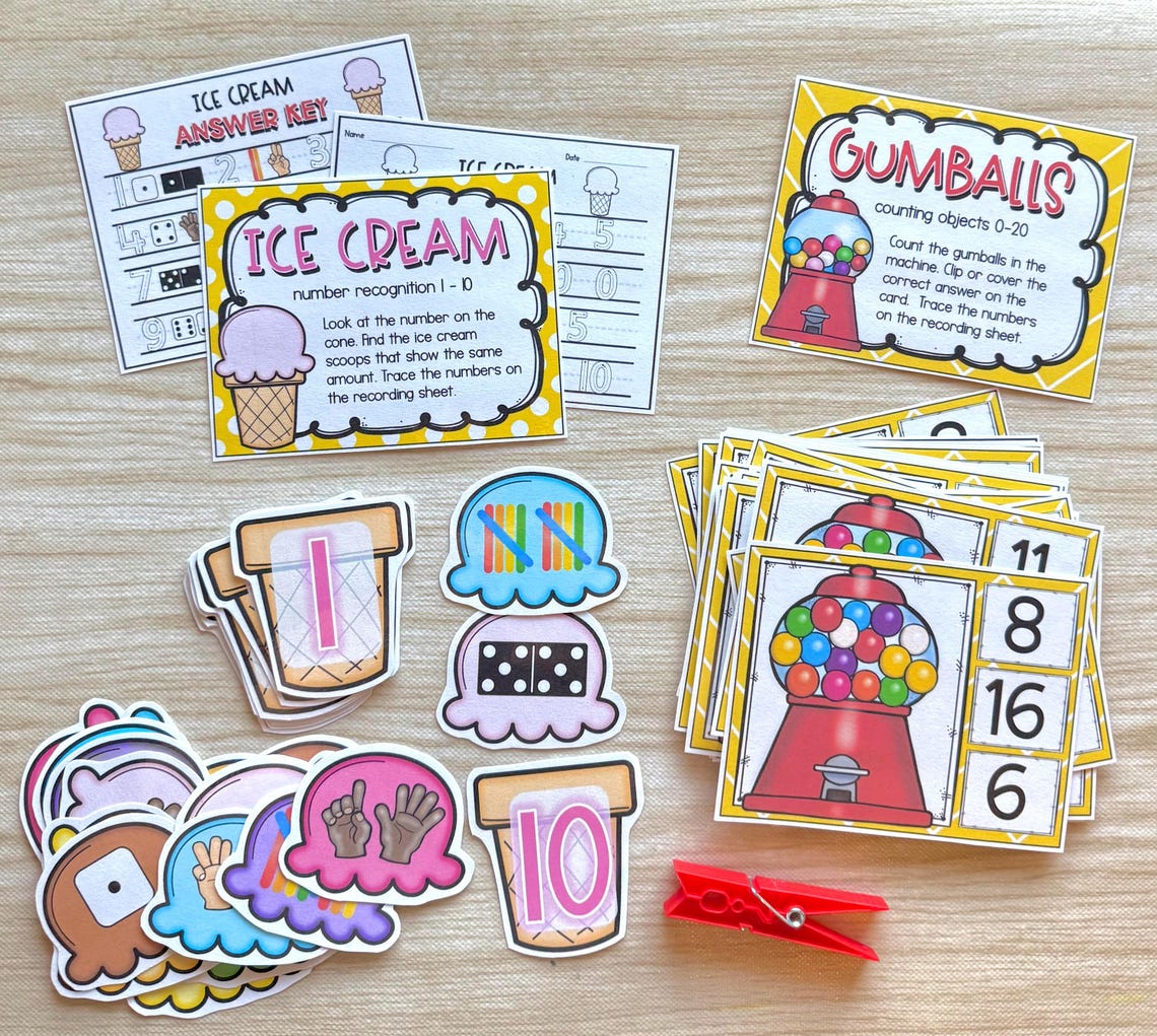 Kindergarten Math Task Box Centers & Learning Activities Counting ...