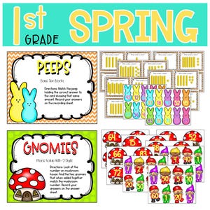 1st Grade Math Literacy Centers for Spring Task Boxes Activities Easter ...