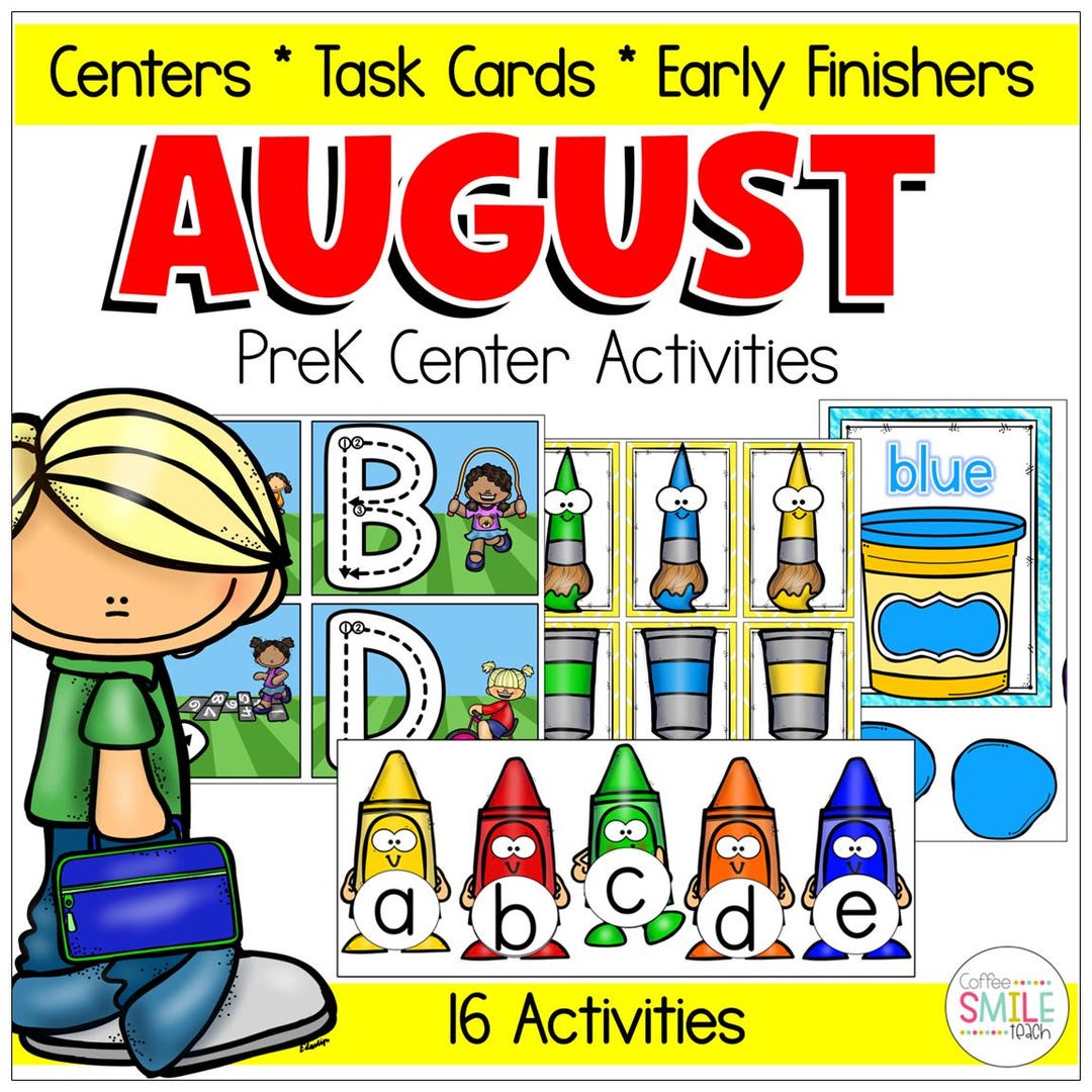 Preschool Printable August Back to School Learning Activities Games and ...