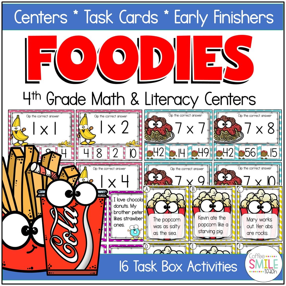4th Grade Printable Activity Bundle 16 Task Box Learning Games Homeschool, Special Ed, Montessori