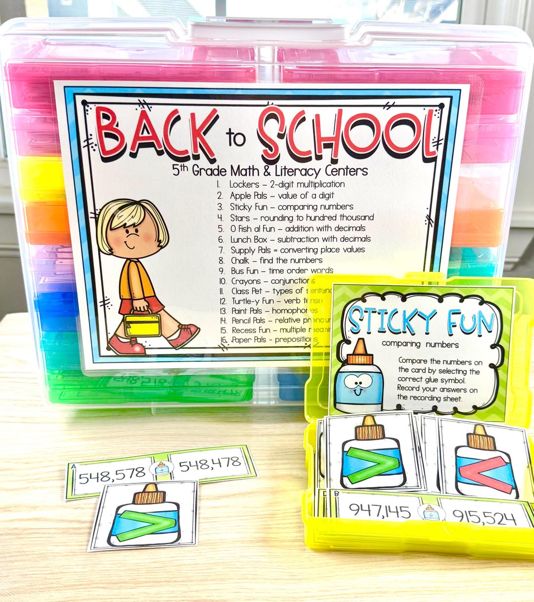 5th Grade Math Literacy Centers August Back to School Activities Task ...