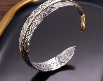 Bracelet Celte Viking PLUME corbeau ou Arbre de vie et Triskel Hugin Munin