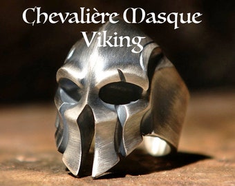 Chevalière Masque de guerrier Viking ajustable en acier Bague