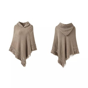 PONCHO à capuche noir, gris, beige ou blanc cassé châle Viking celte image 4